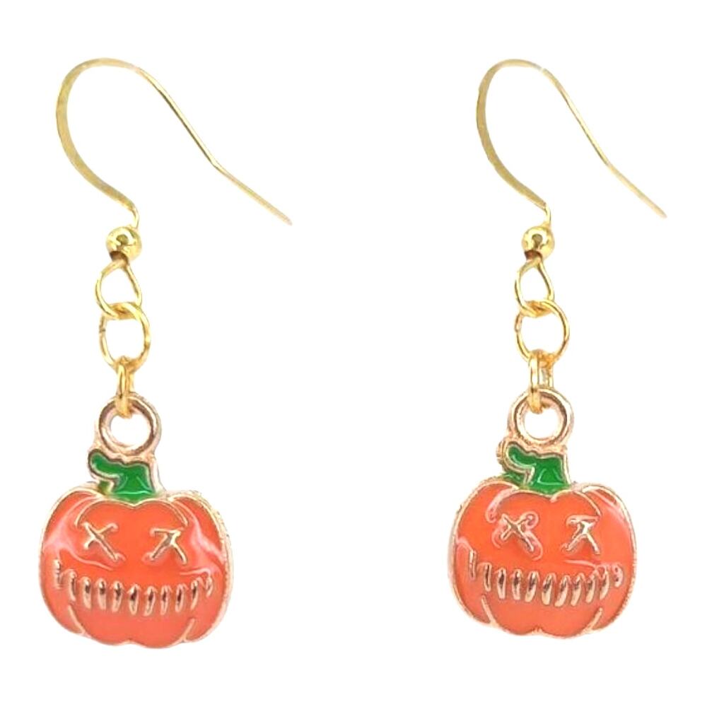 Jack-O-Lantern Pumpkin Earrings 🎃 Halloween Dangle Jewelry
